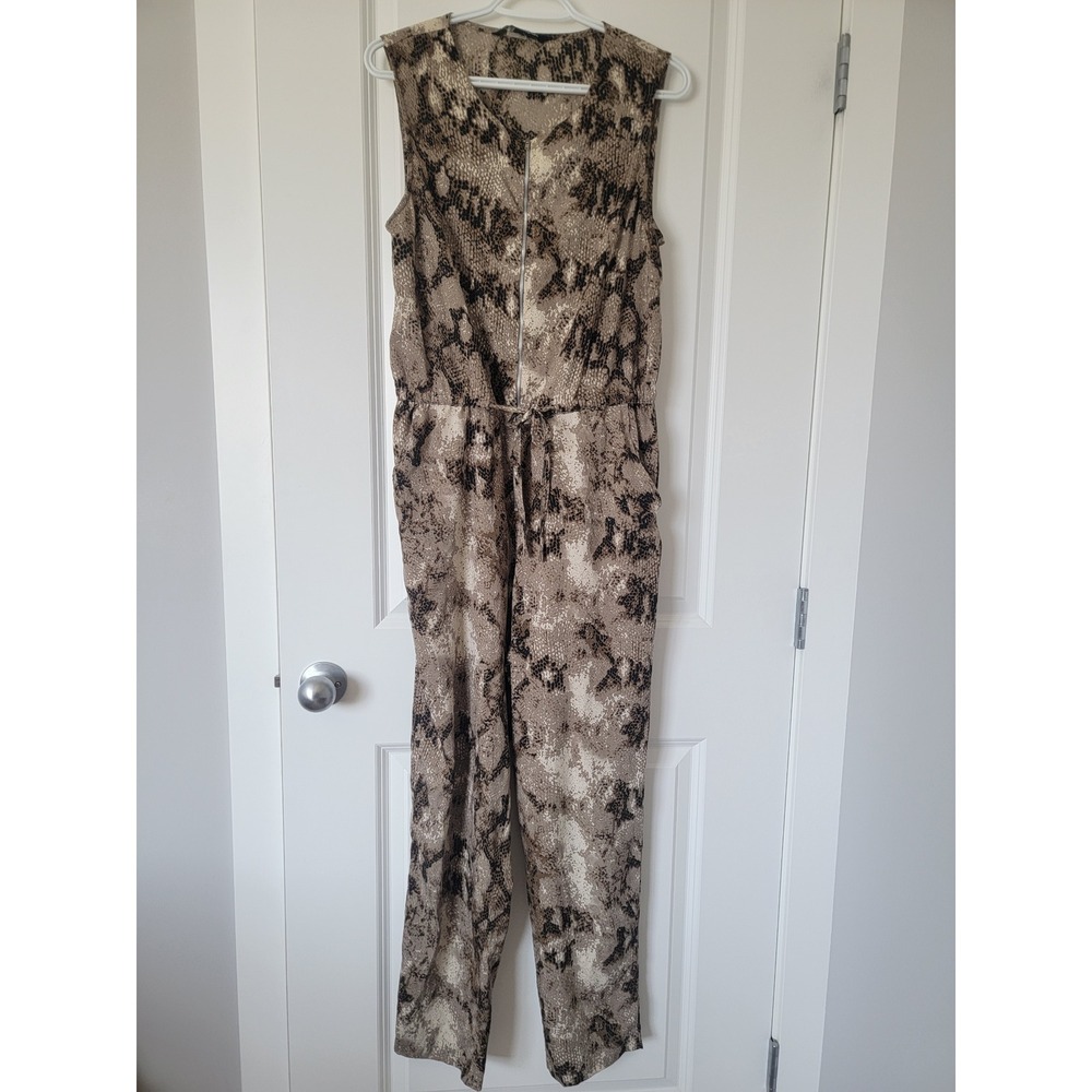 W118 by Walter Baker Womens Snakeskin Print Sleeveless Zip Front Jumpsuit M